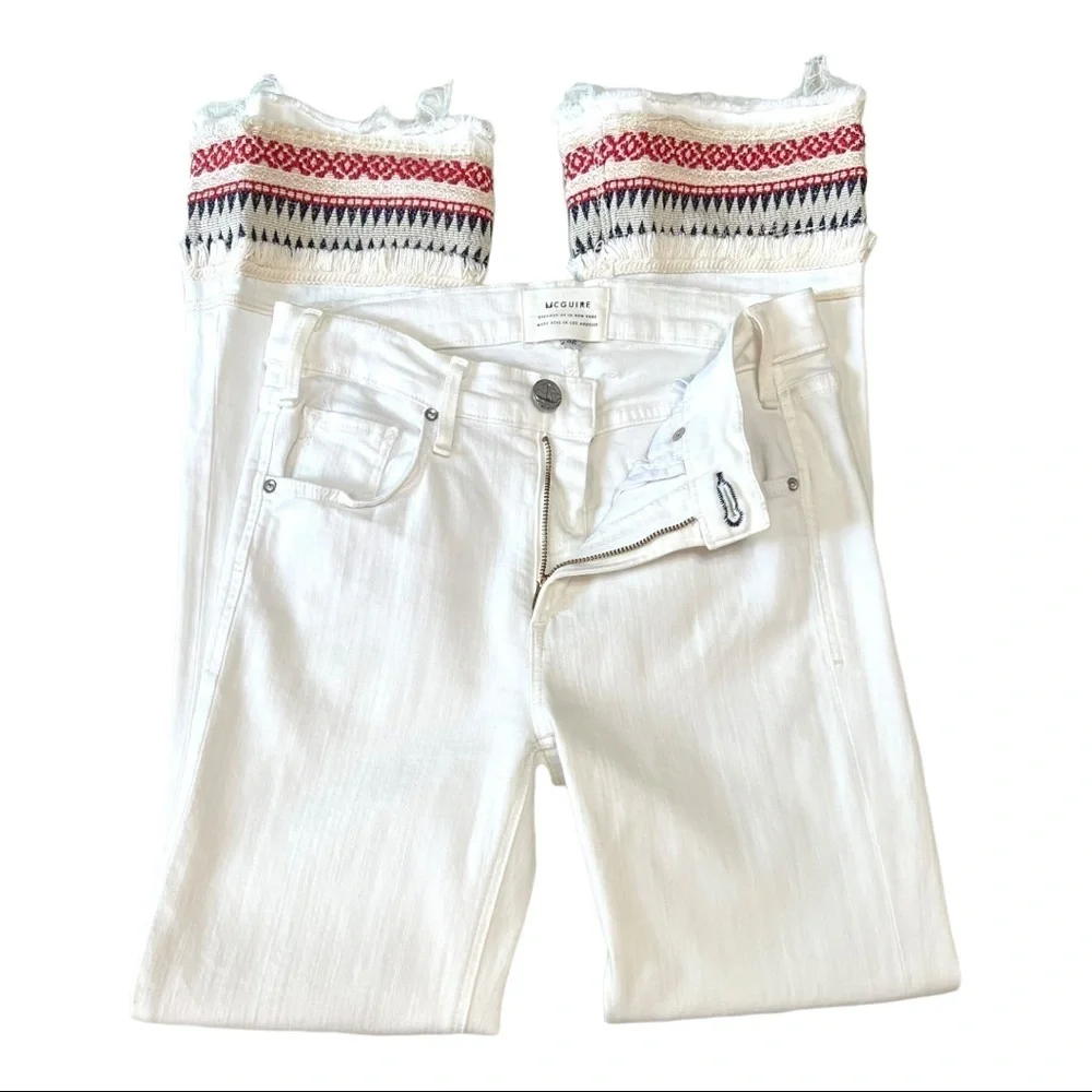 McGuire Ambrosio Majorette White Bohemian Kick Flare High Rise Crop Jeans - Picture 8 of 12